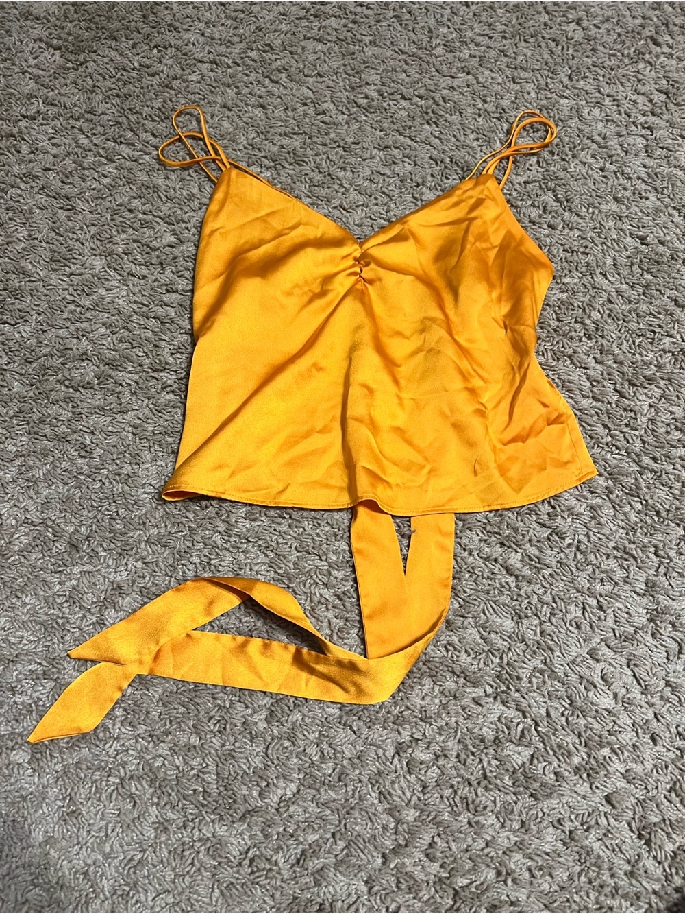 Express Satin Tie-Back Cami Tank in Yellow